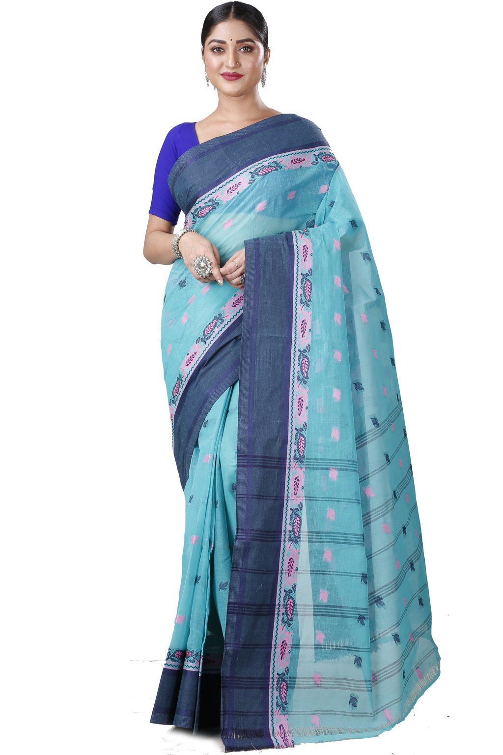 See Green Pure Cotton Provati Tant Saree (1072)