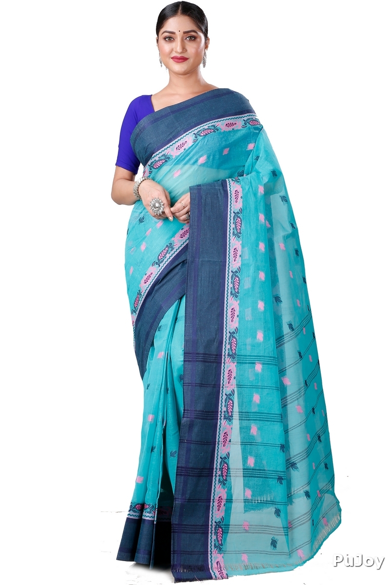 See Green Pure Cotton Provati Tant Saree (1072)