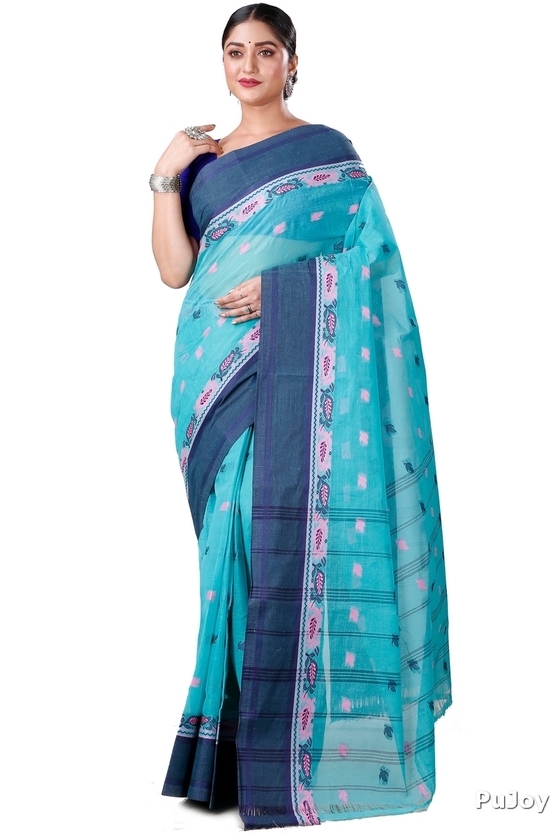 See Green Pure Cotton Provati Tant Saree (1072)