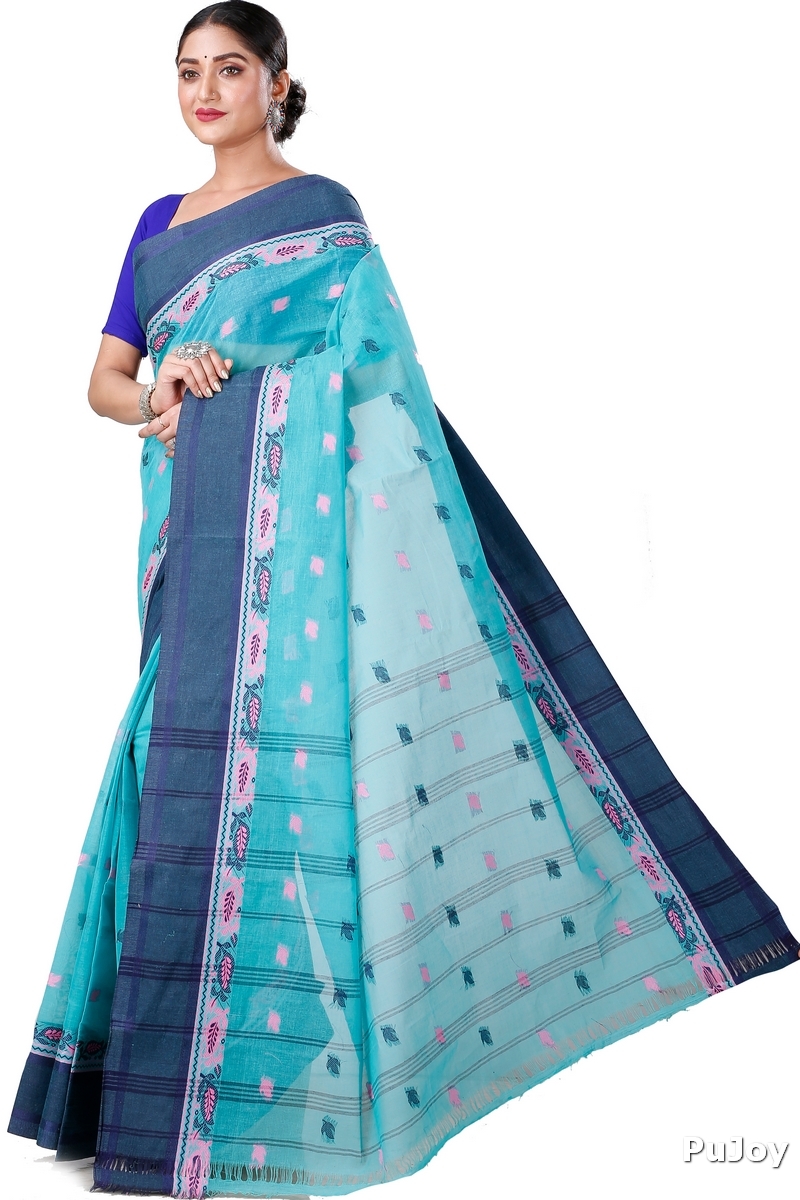 See Green Pure Cotton Provati Tant Saree (1072)