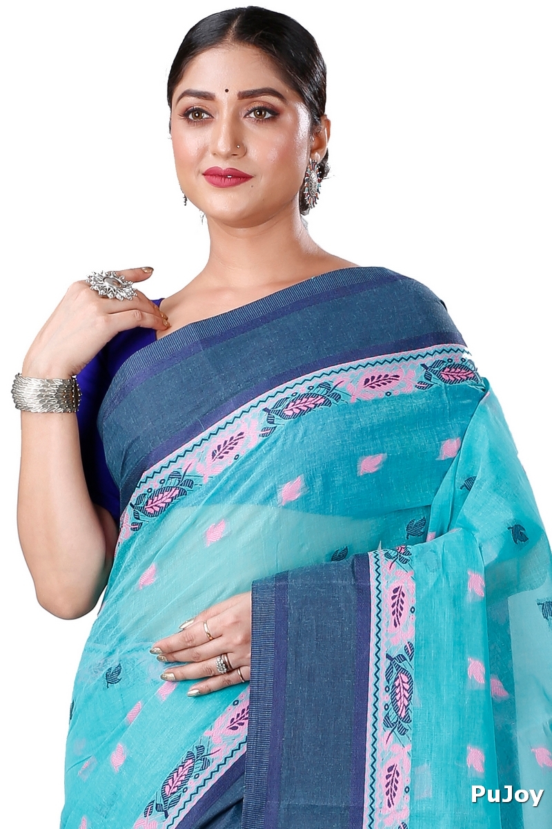 See Green Pure Cotton Provati Tant Saree (1072)