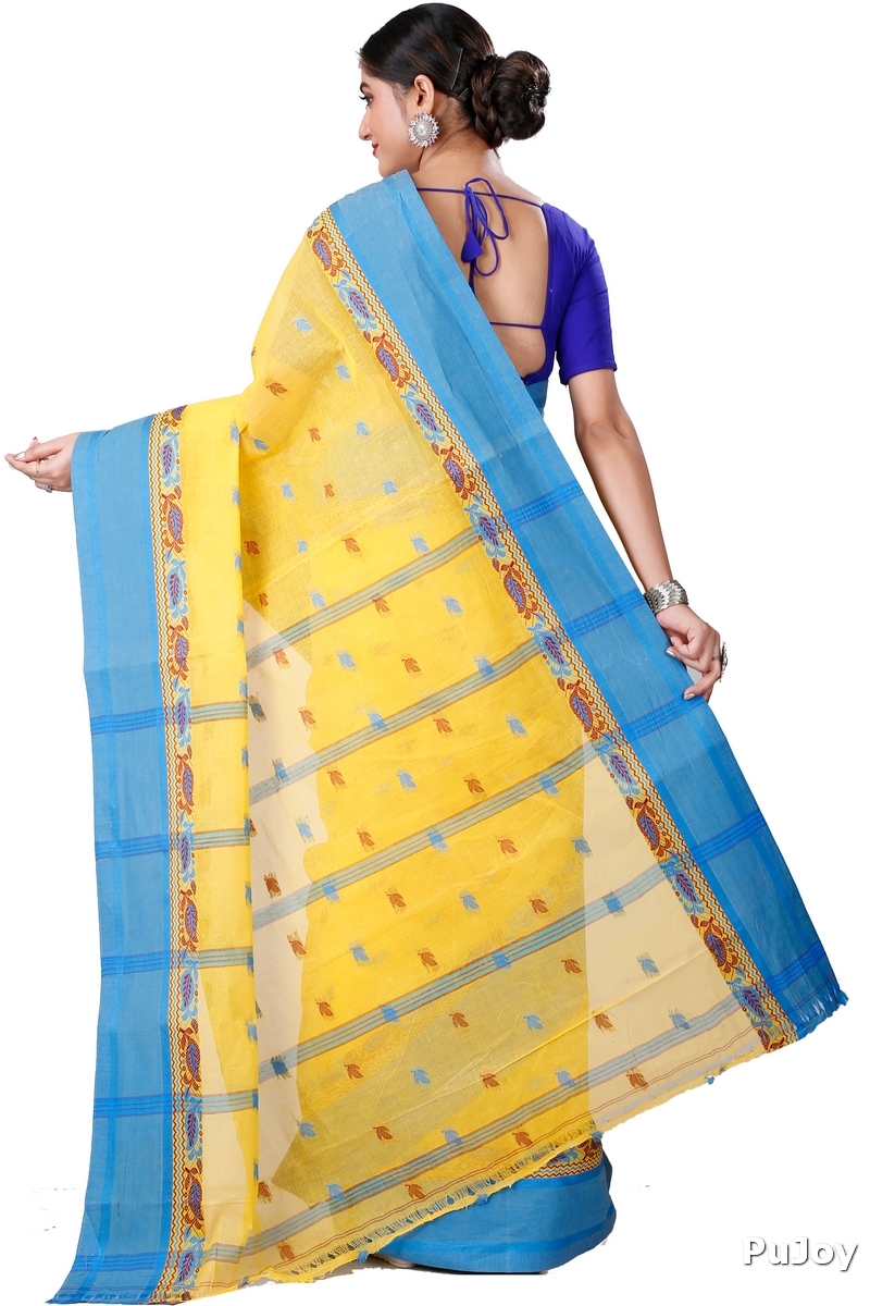 Yellow Pure Cotton Provati Tant Saree (1073)