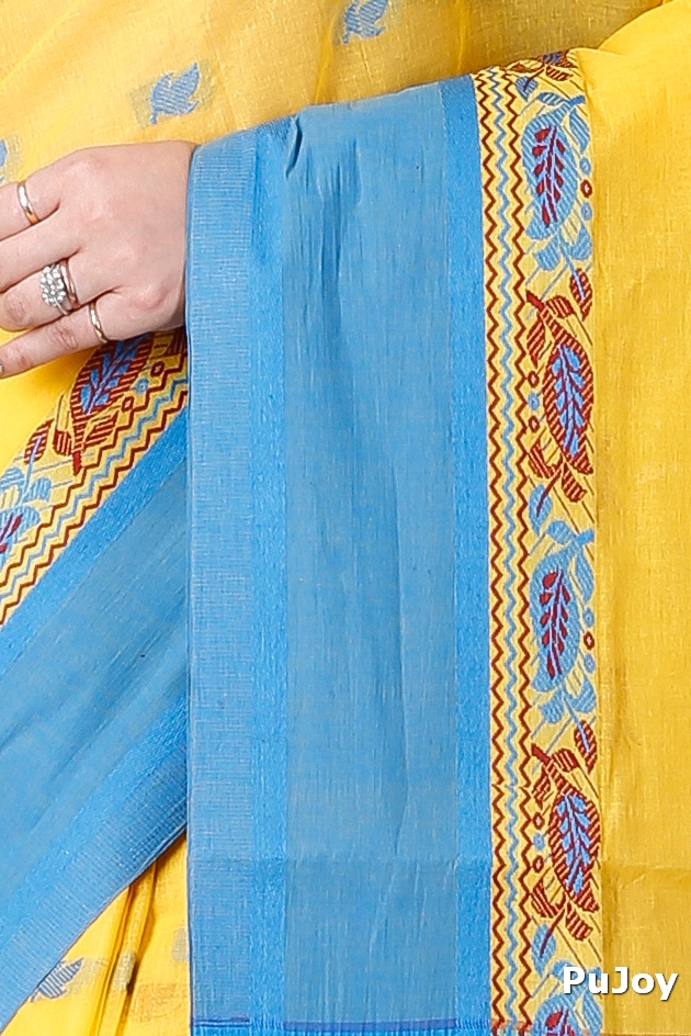 Yellow Pure Cotton Provati Tant Saree (1073)