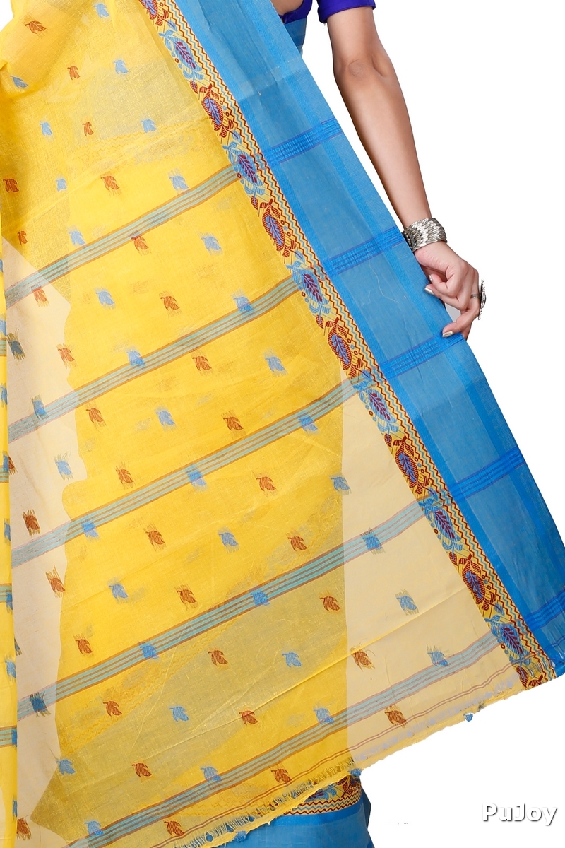 Yellow Pure Cotton Provati Tant Saree (1073)