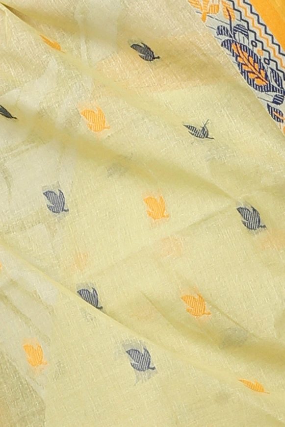 Light Yellow Pure Cotton Provati Tant Saree (1074)