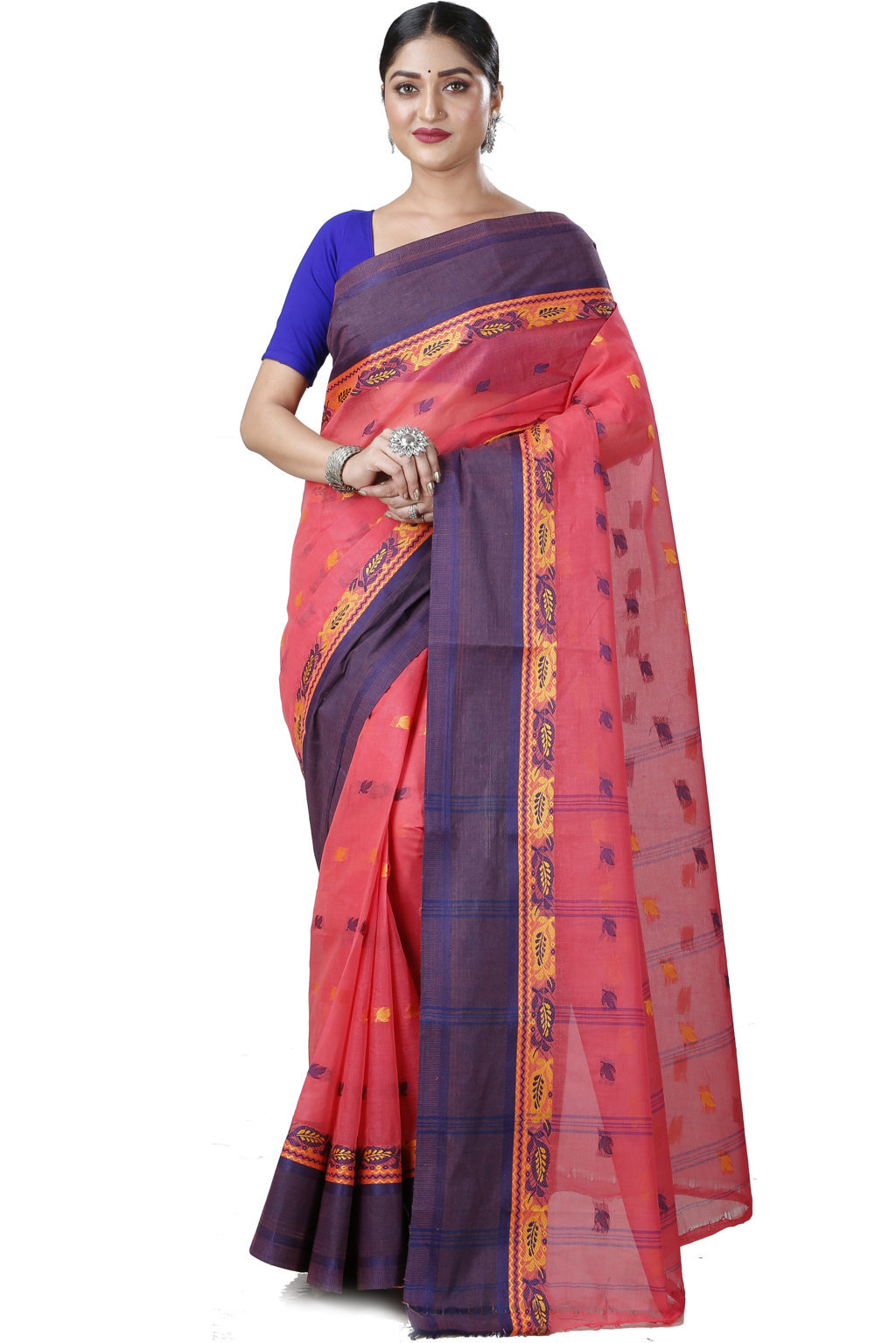Purple Pure Cotton Provati Tant Saree (1075)