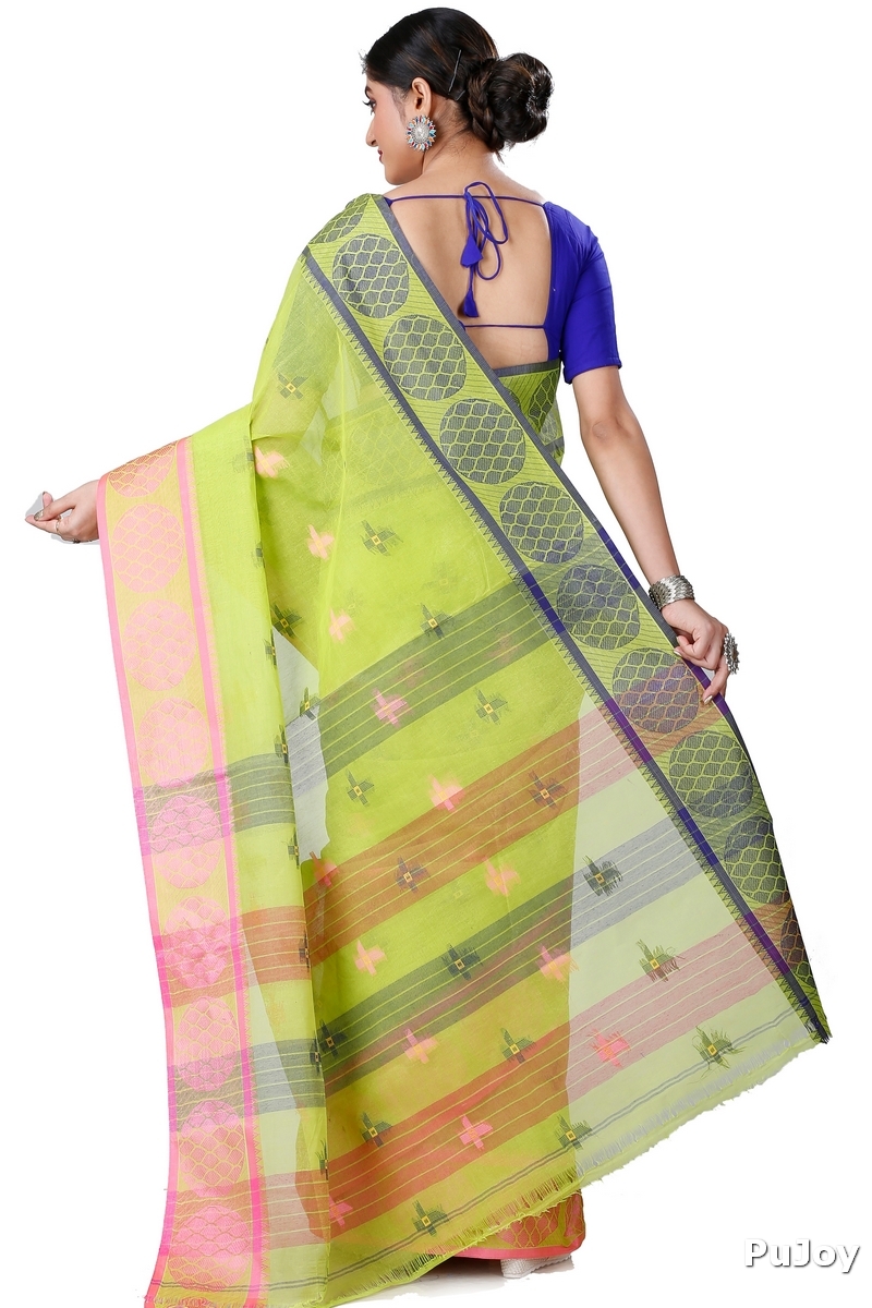 Green Pure Cotton Ananda Tant Saree (1077)
