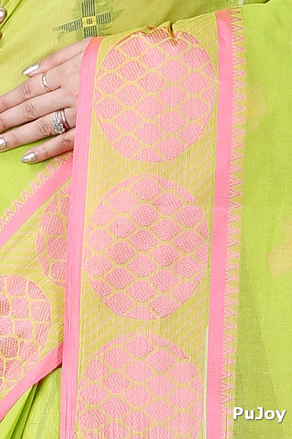 Green Pure Cotton Ananda Tant Saree (1077)
