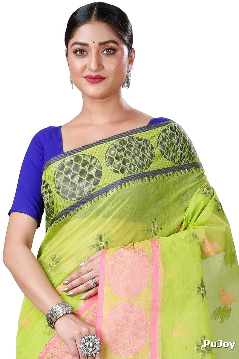 Green Pure Cotton Ananda Tant Saree (1077)