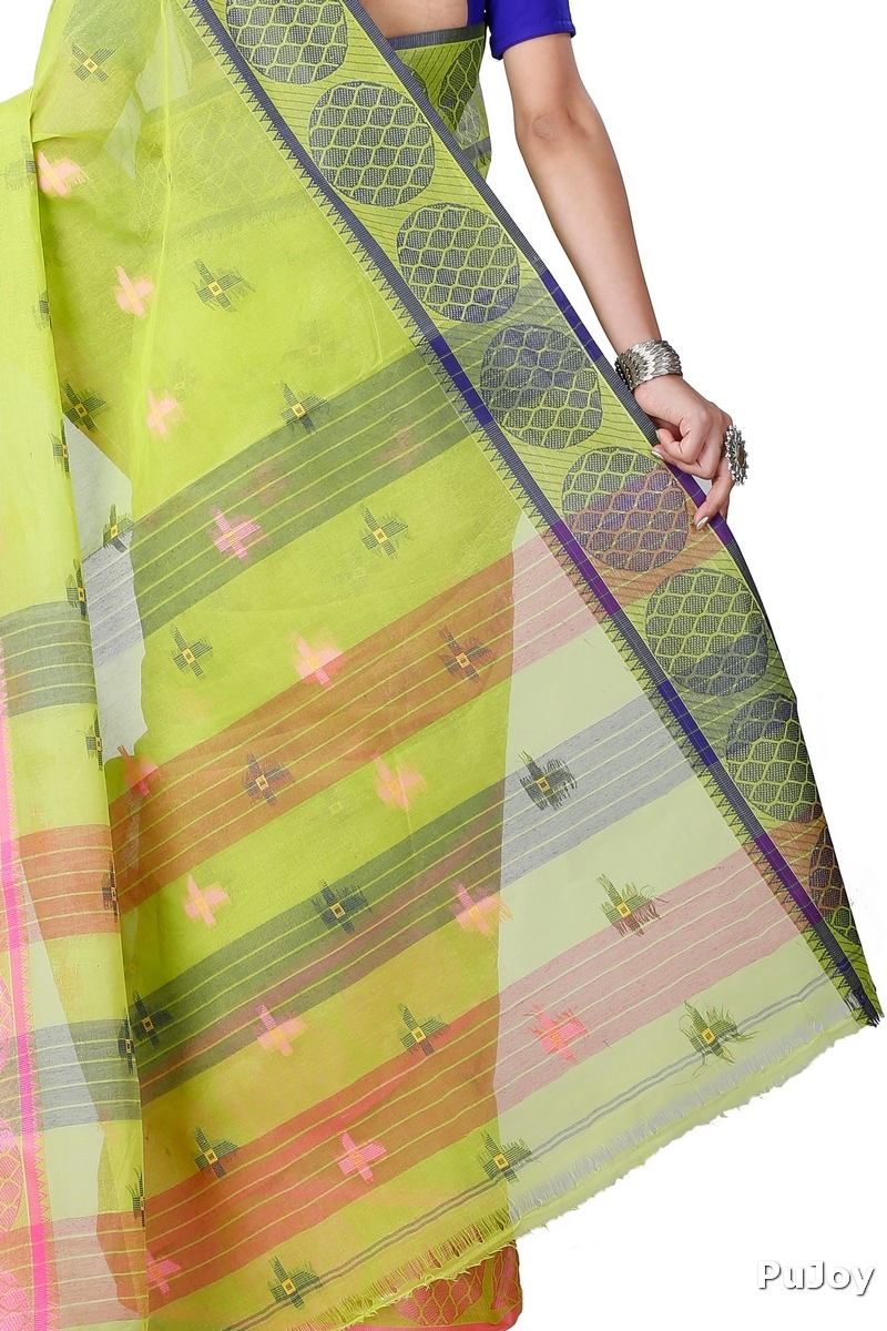 Green Pure Cotton Ananda Tant Saree (1077)