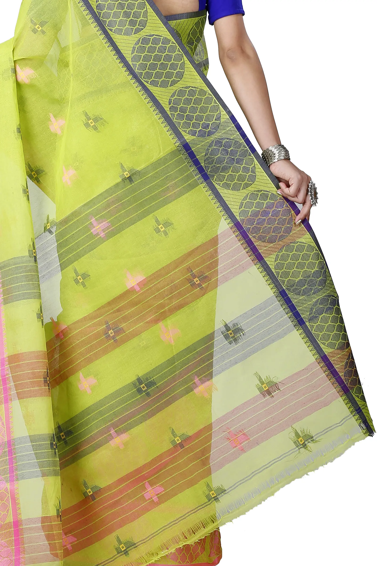 Green Pure Cotton Ananda Tant Saree (1077)