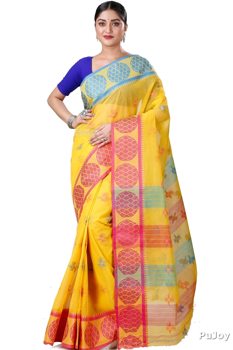 Yellow Pure Cotton Ananda Tant Saree (1078)