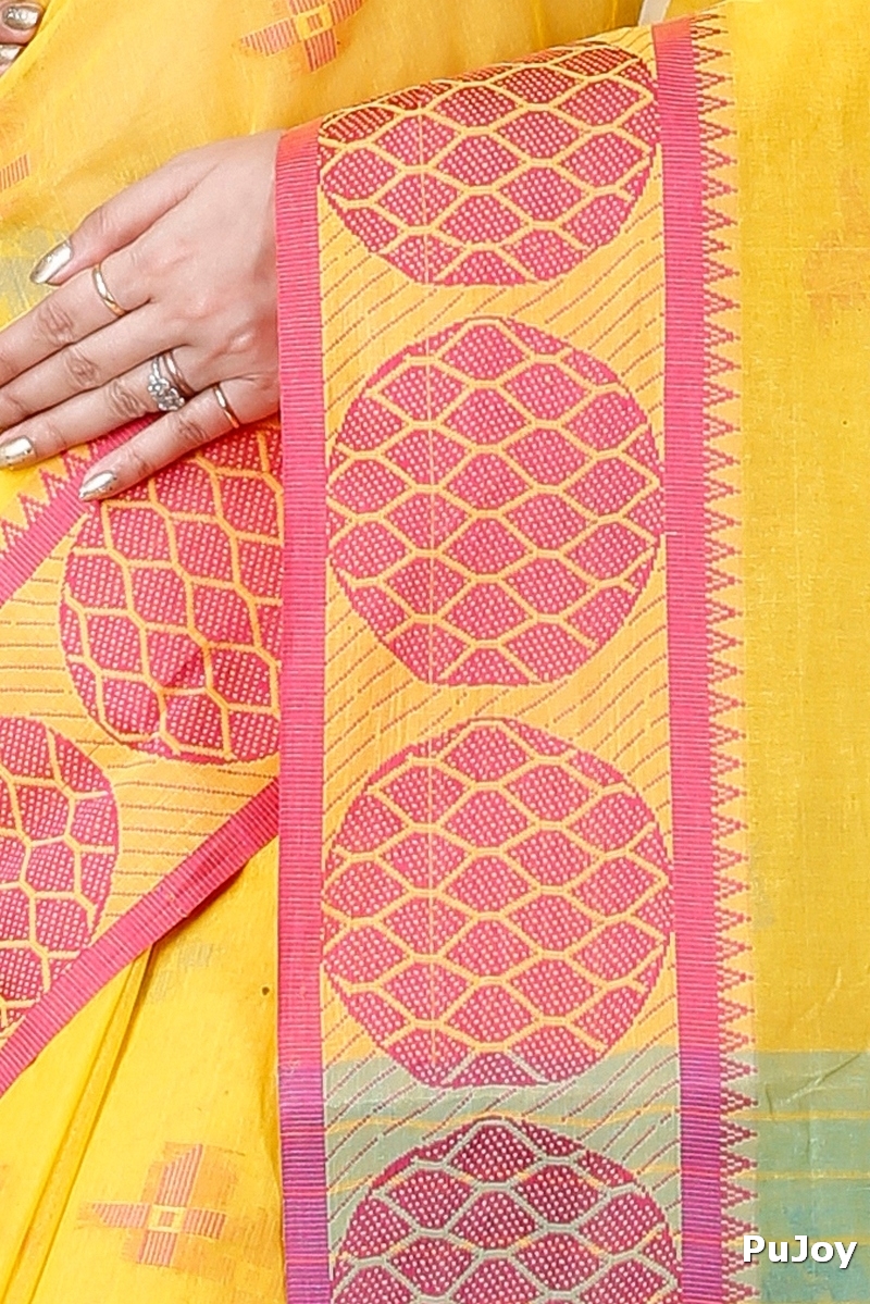 Yellow Pure Cotton Ananda Tant Saree (1078)