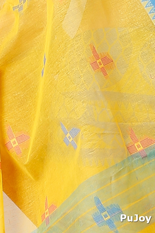 Yellow Pure Cotton Ananda Tant Saree (1078)
