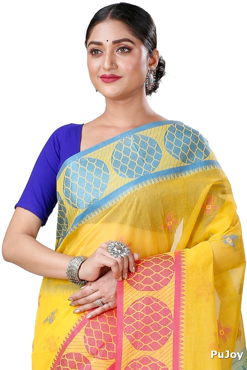 Yellow Pure Cotton Ananda Tant Saree (1078)