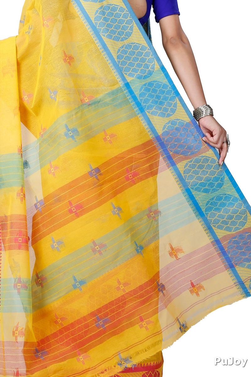 Yellow Pure Cotton Ananda Tant Saree (1078)