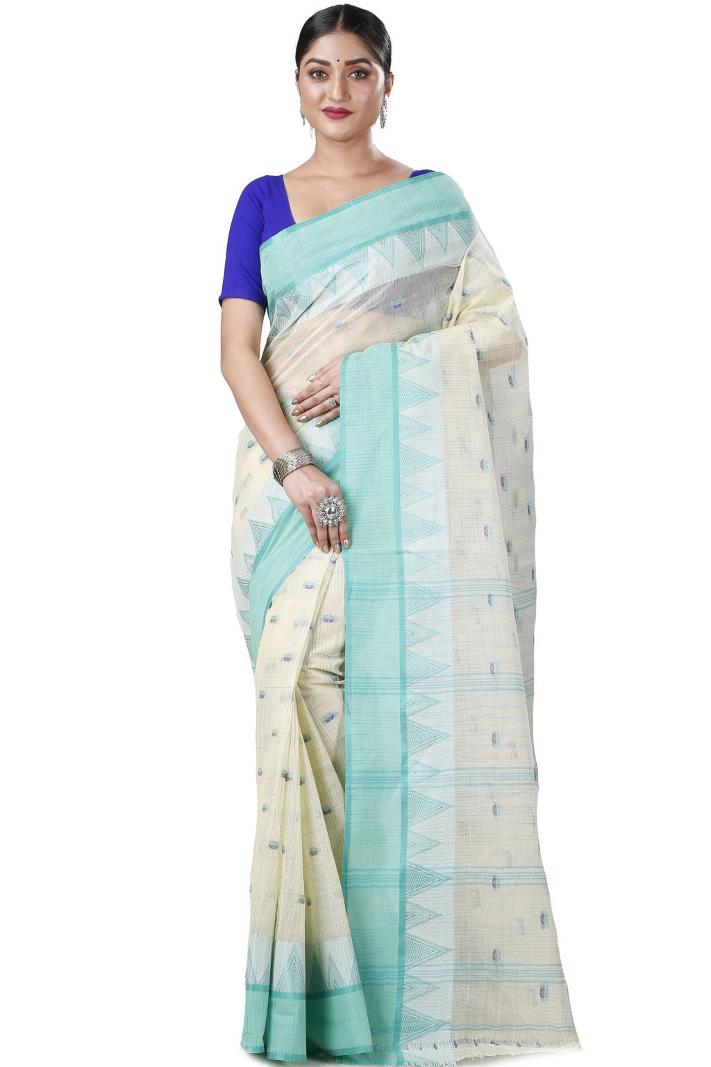 Light Green Pure Cotton Ishvari Tant Saree (1079)