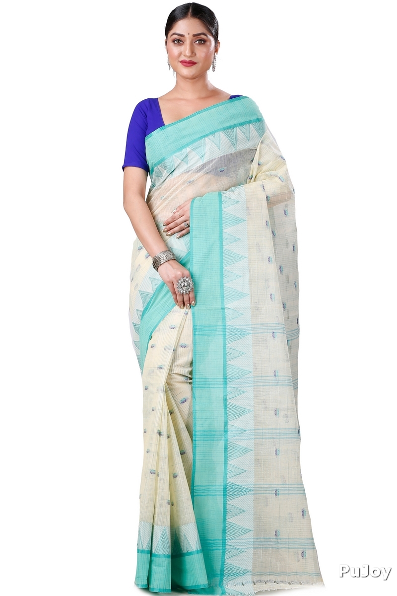Light Green Pure Cotton Ishvari Tant Saree (1079)