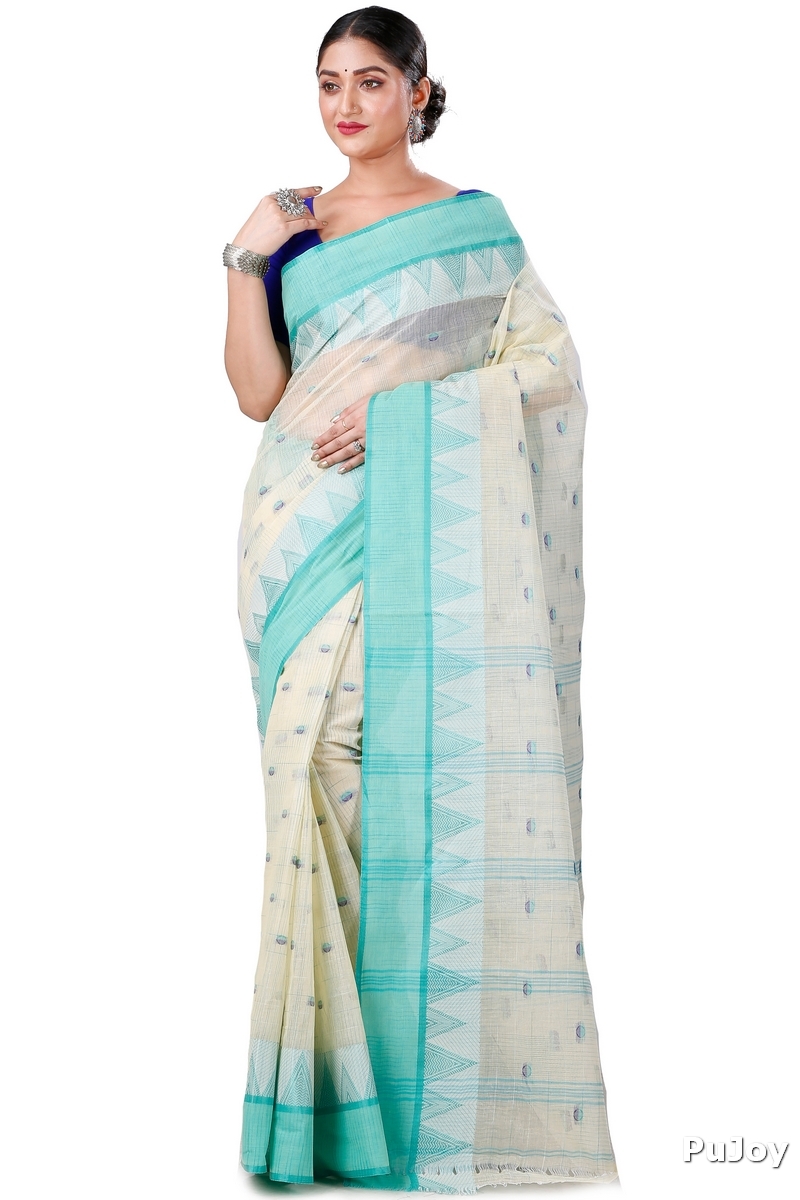 Light Green Pure Cotton Ishvari Tant Saree (1079)