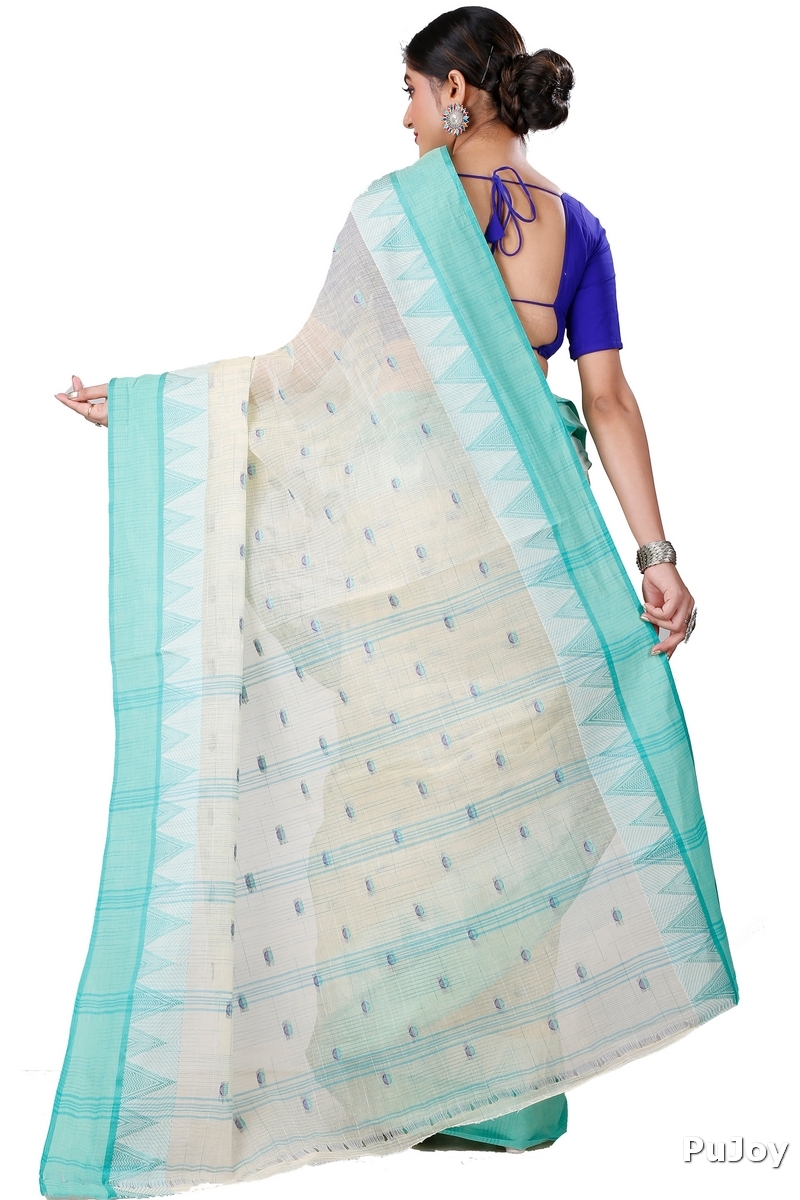Light Green Pure Cotton Ishvari Tant Saree (1079)