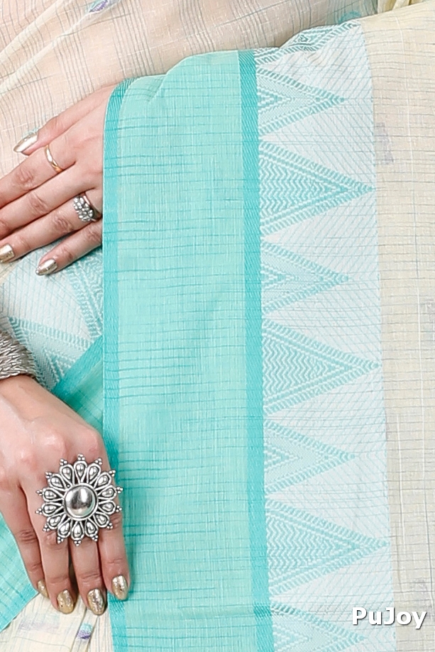 Light Green Pure Cotton Ishvari Tant Saree (1079)
