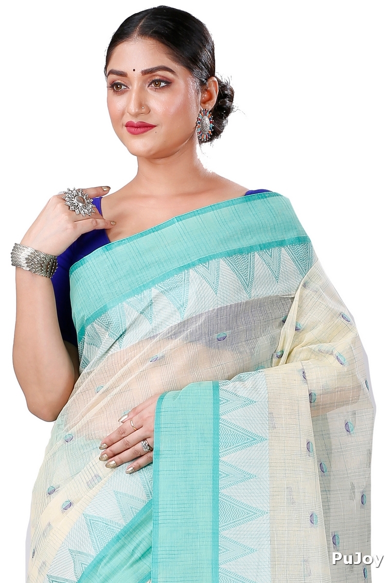 Light Green Pure Cotton Ishvari Tant Saree (1079)