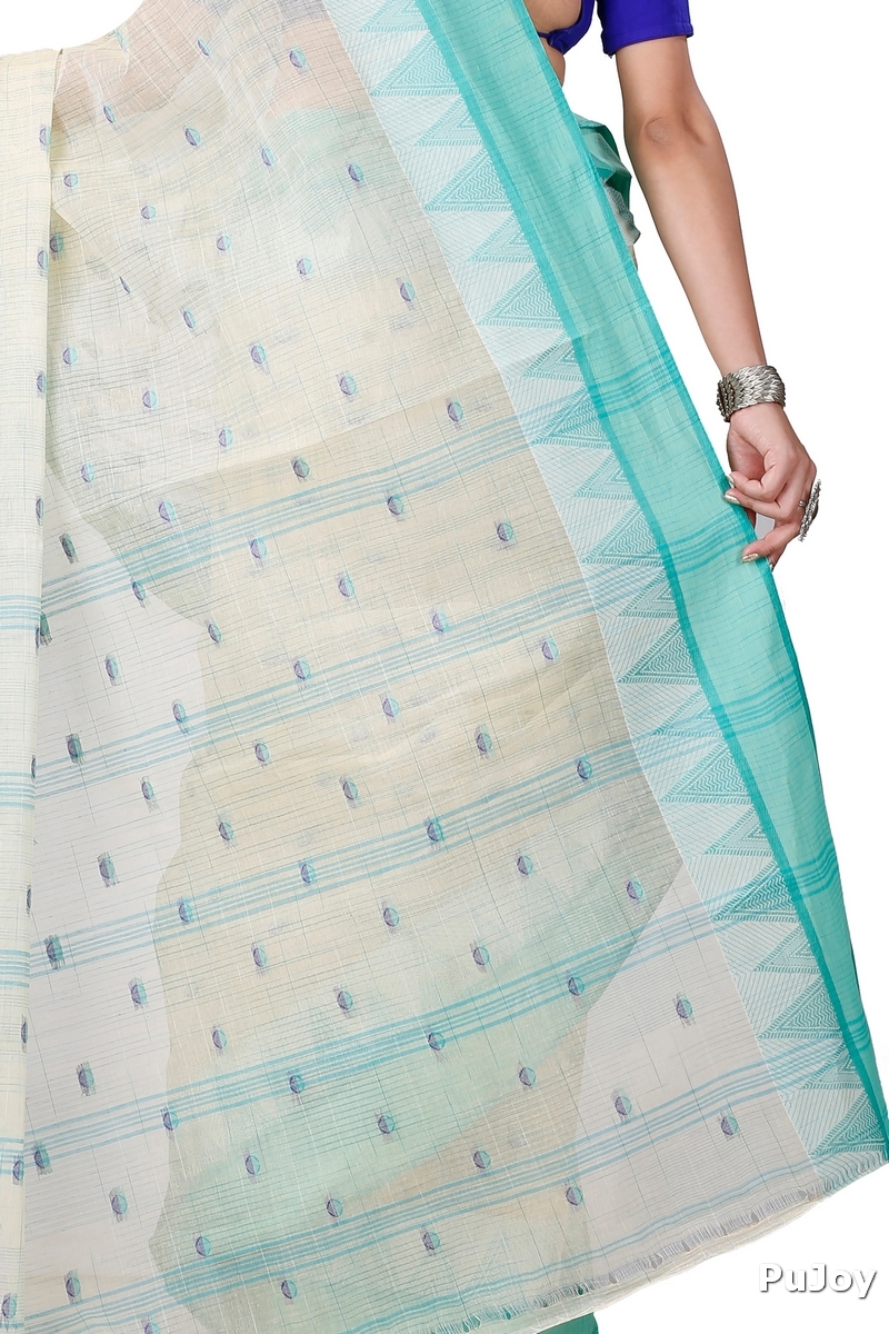 Light Green Pure Cotton Ishvari Tant Saree (1079)