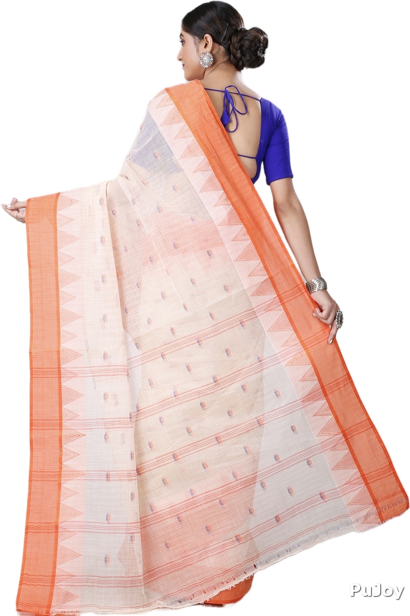 Orange Pure Cotton Ishvari Tant Saree (1080)