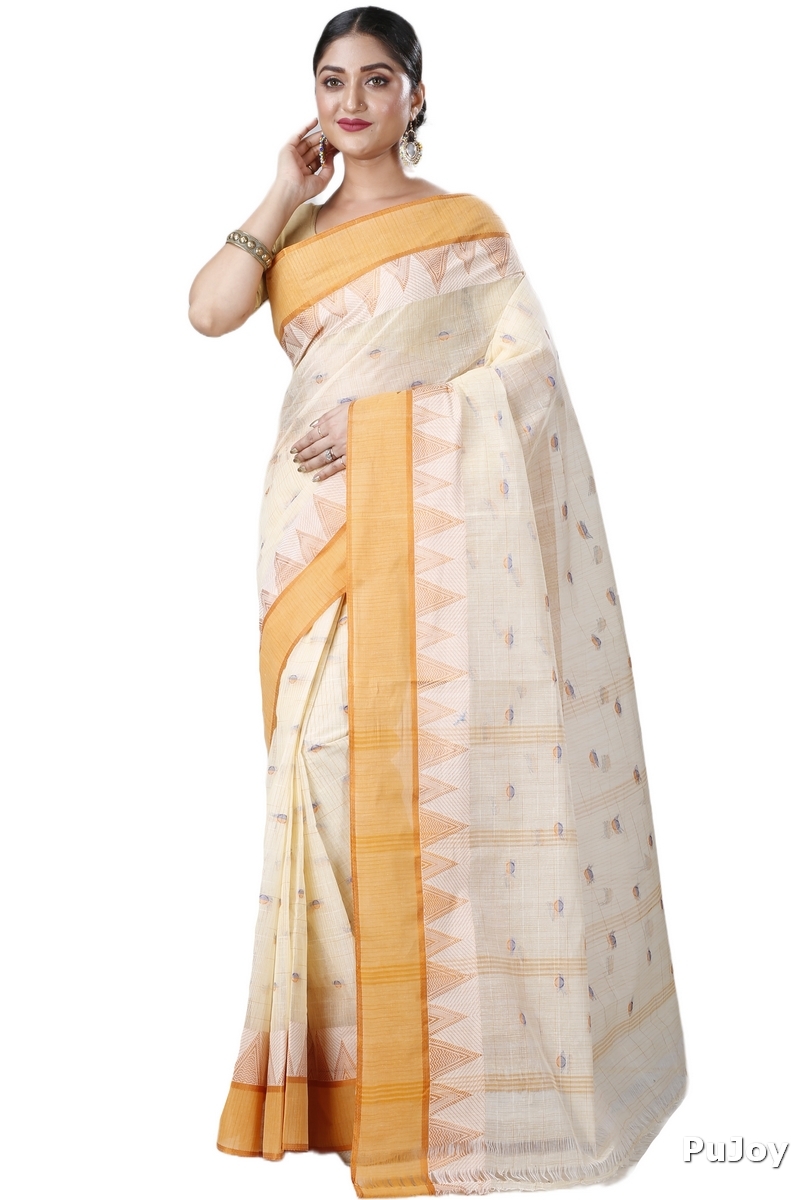Yellow Pure Cotton Ishvari Tant Saree (1082)