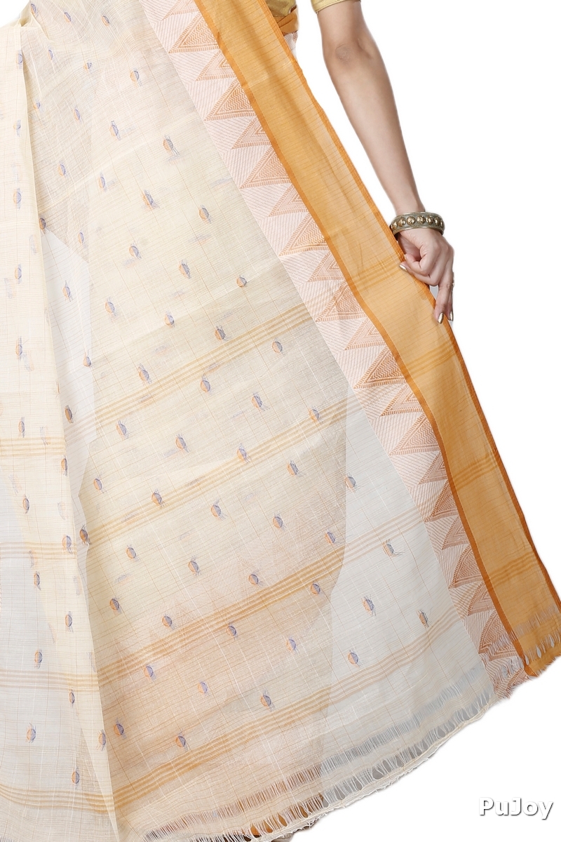 Yellow Pure Cotton Ishvari Tant Saree (1082)