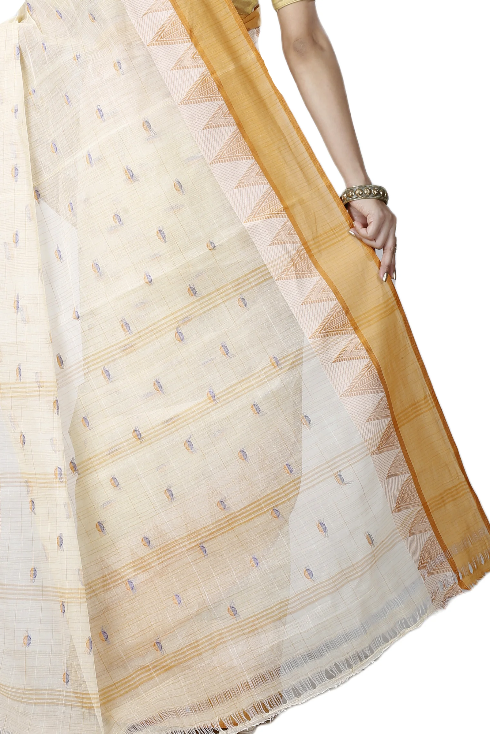 Yellow Pure Cotton Ishvari Tant Saree (1082)