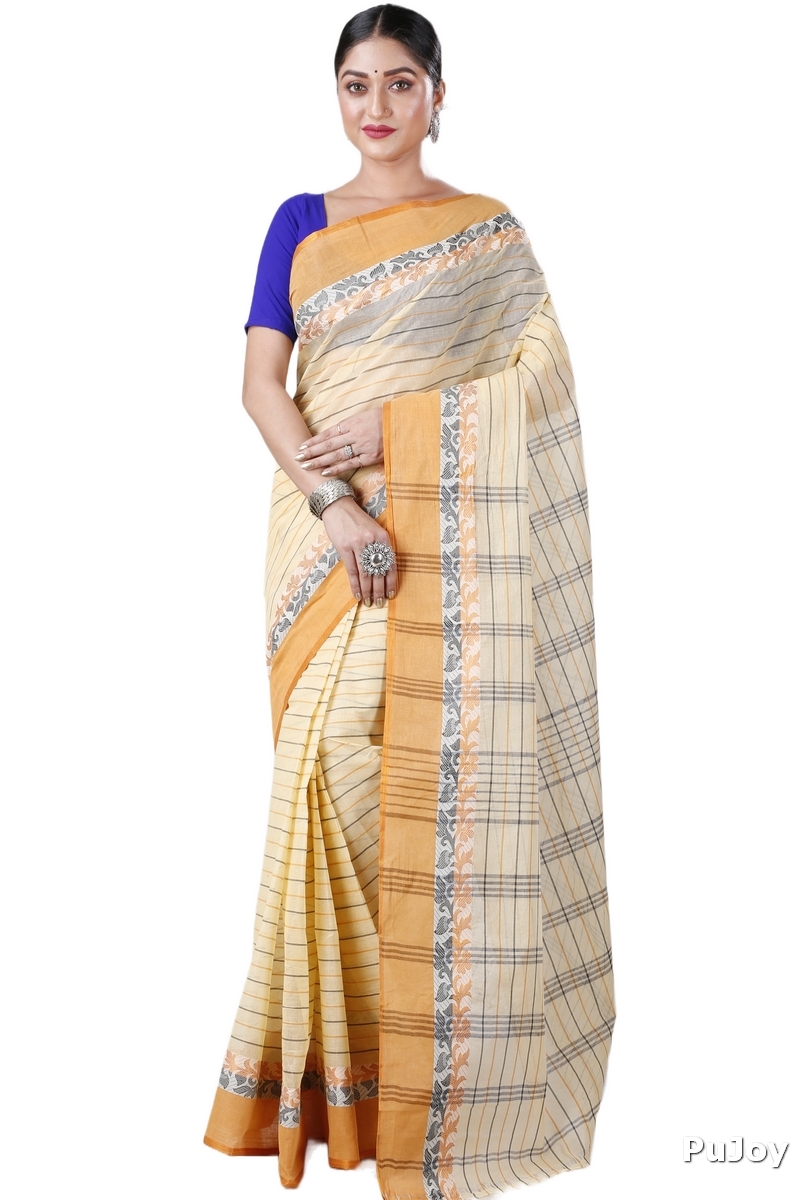 Yellow Pure Cotton Subha Tant Saree (1083)