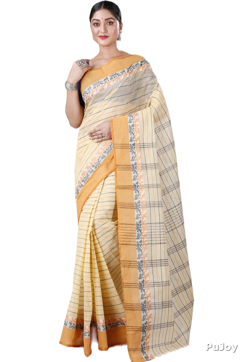 Yellow Pure Cotton Subha Tant Saree (1083)