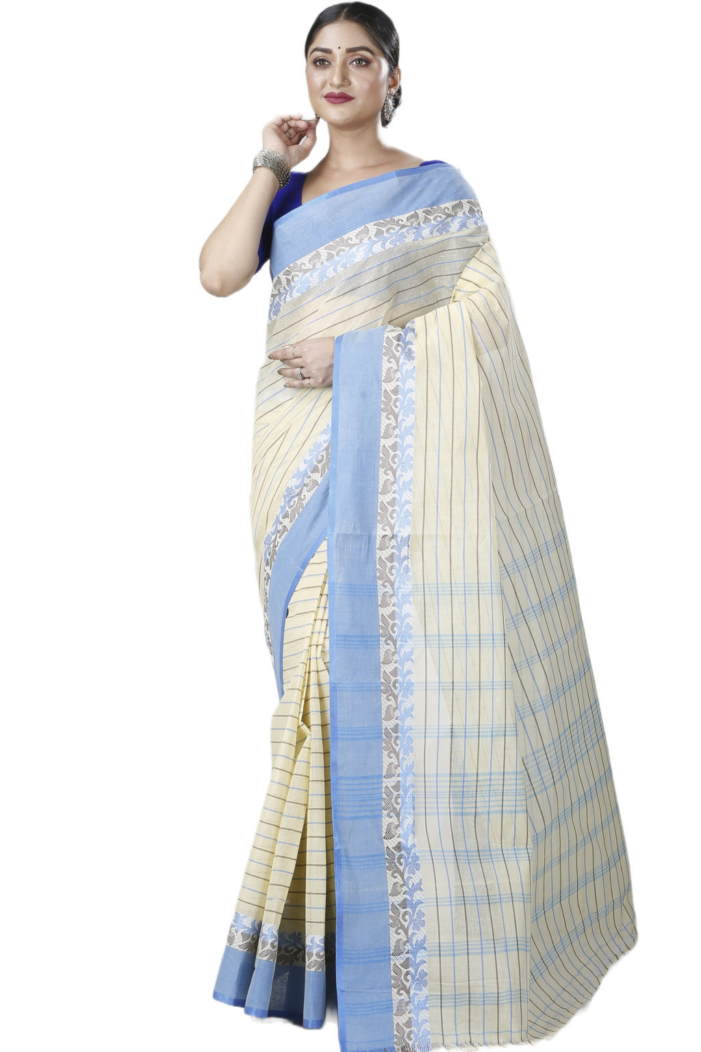 Sky Blue Pure Cotton Subha Tant Saree (1084)