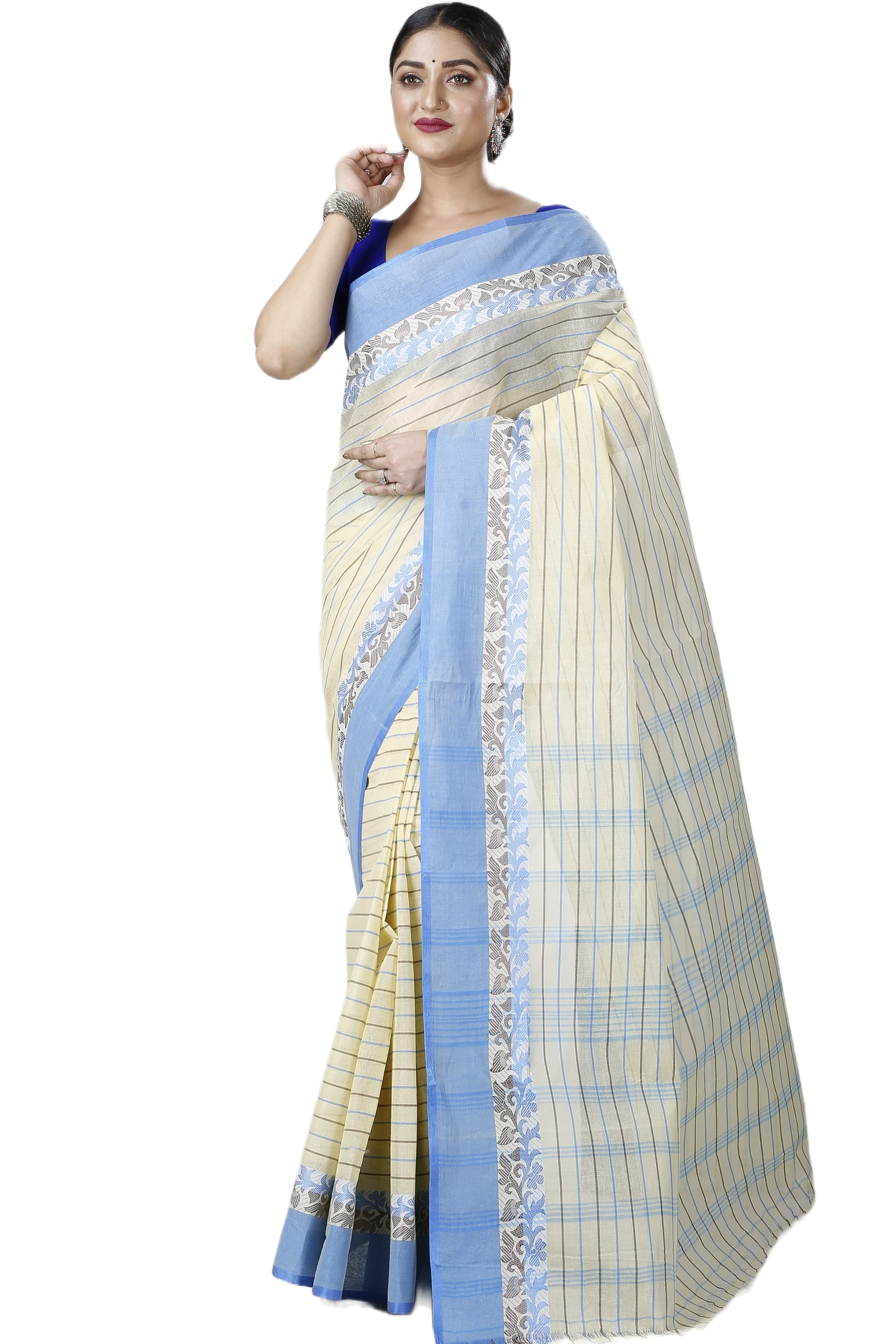 Sky Blue Pure Cotton Subha Tant Saree (1084)