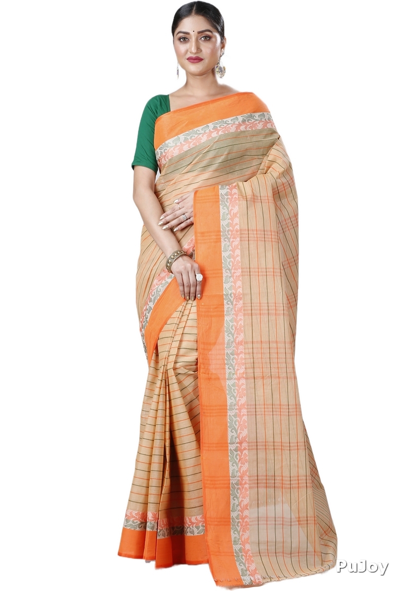 Orange Pure Cotton Subha Tant Saree (1085)