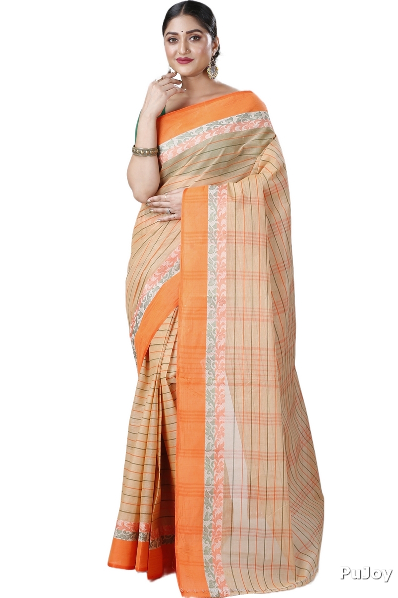 Orange Pure Cotton Subha Tant Saree (1085)