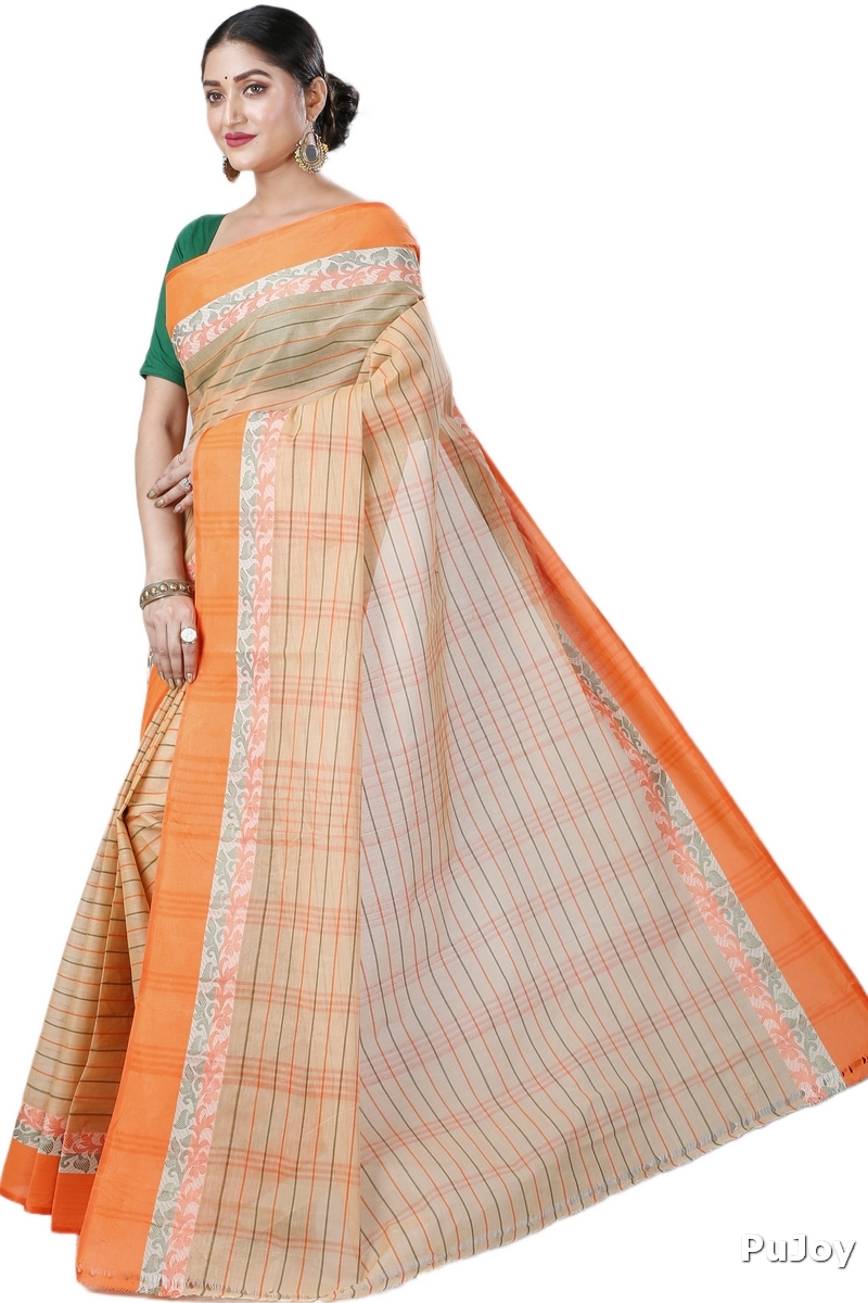 Orange Pure Cotton Subha Tant Saree (1085)