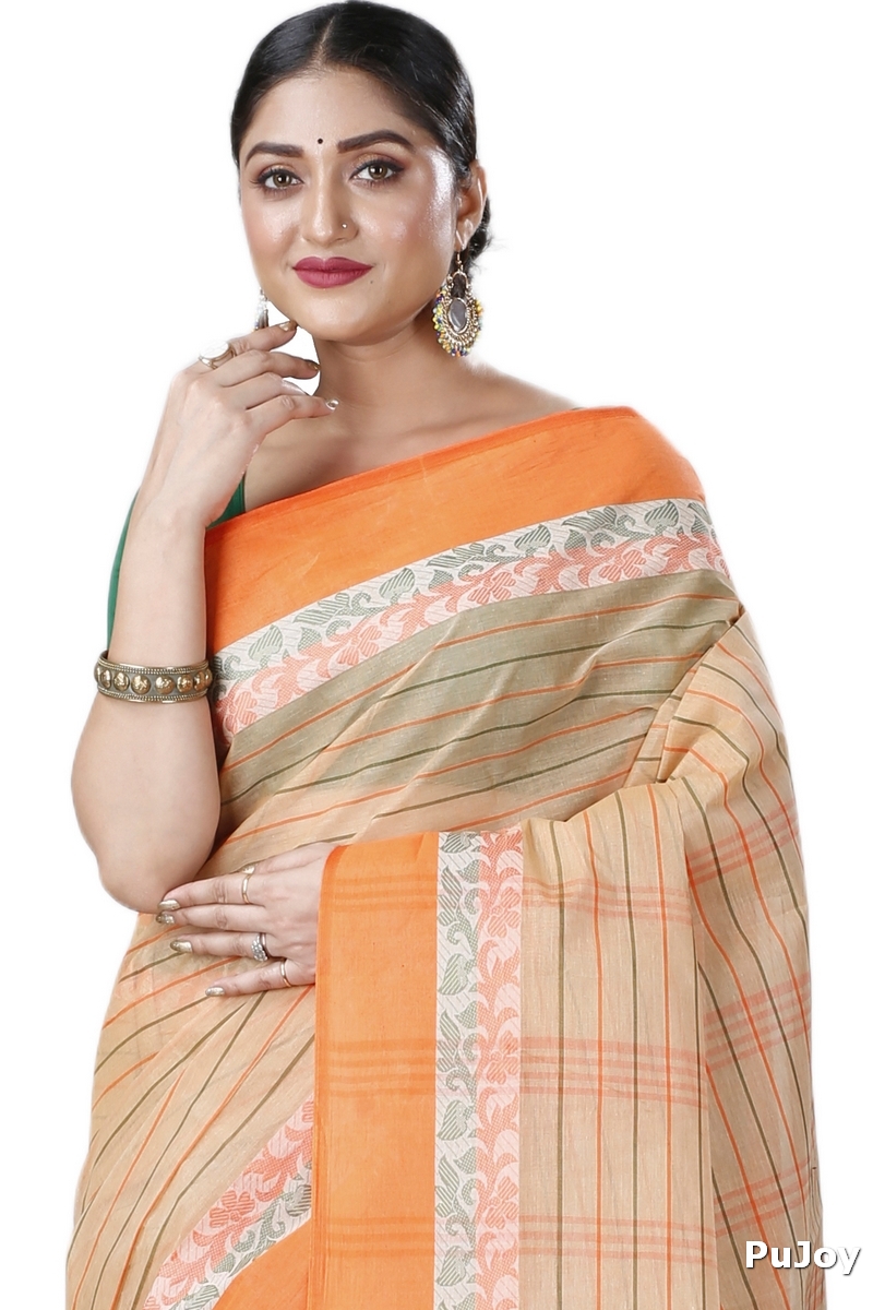 Orange Pure Cotton Subha Tant Saree (1085)