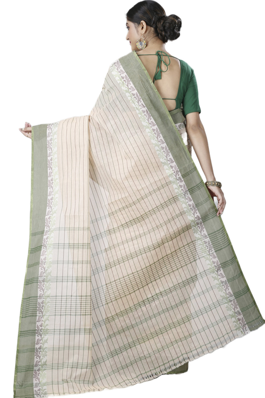Green Pure Cotton Subha Tant Saree (1086)