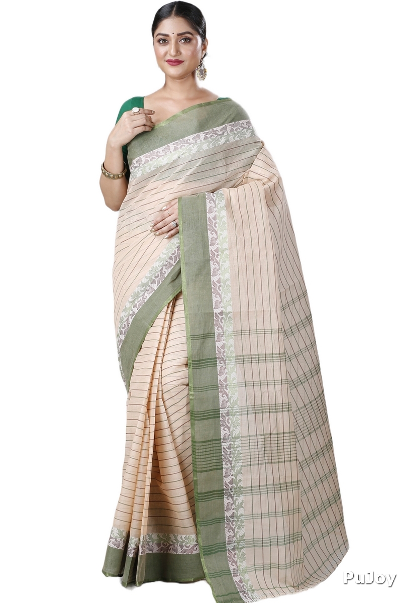 Green Pure Cotton Subha Tant Saree (1086)
