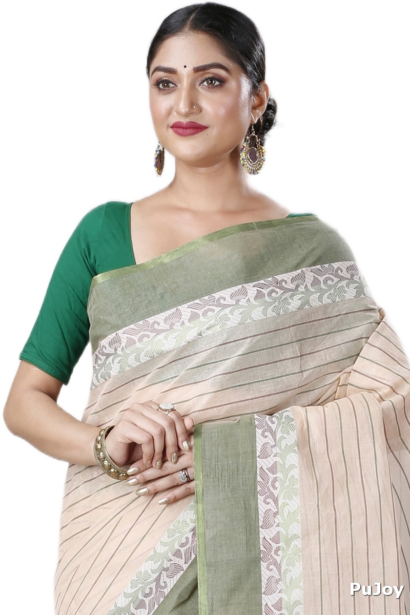 Green Pure Cotton Subha Tant Saree (1086)