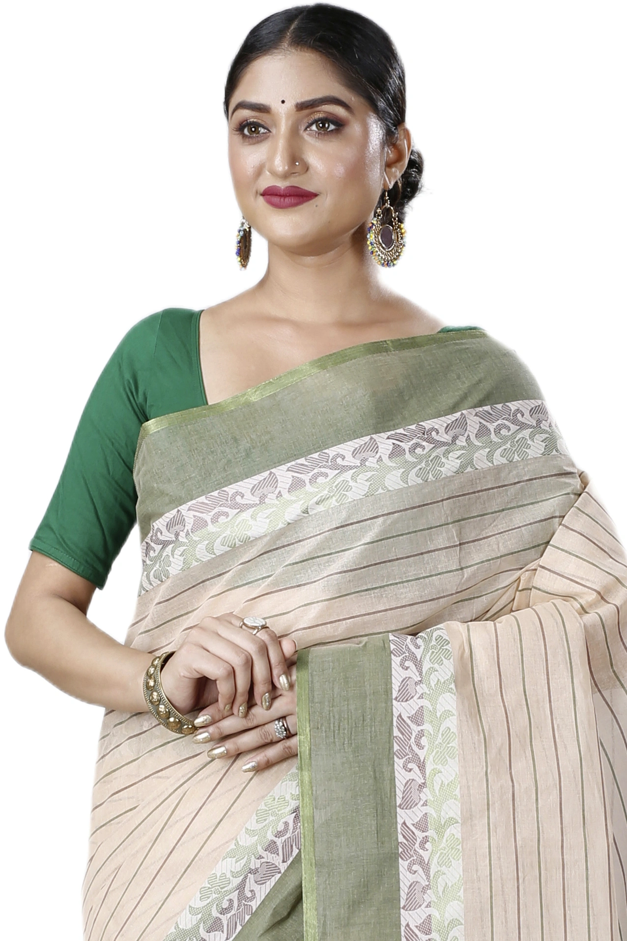 Green Pure Cotton Subha Tant Saree (1086)