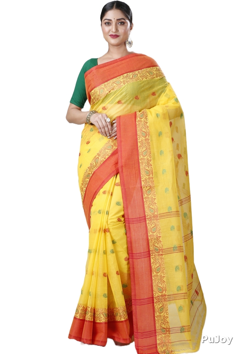 Yellow Pure Cotton Srimati Tant Saree (1087)