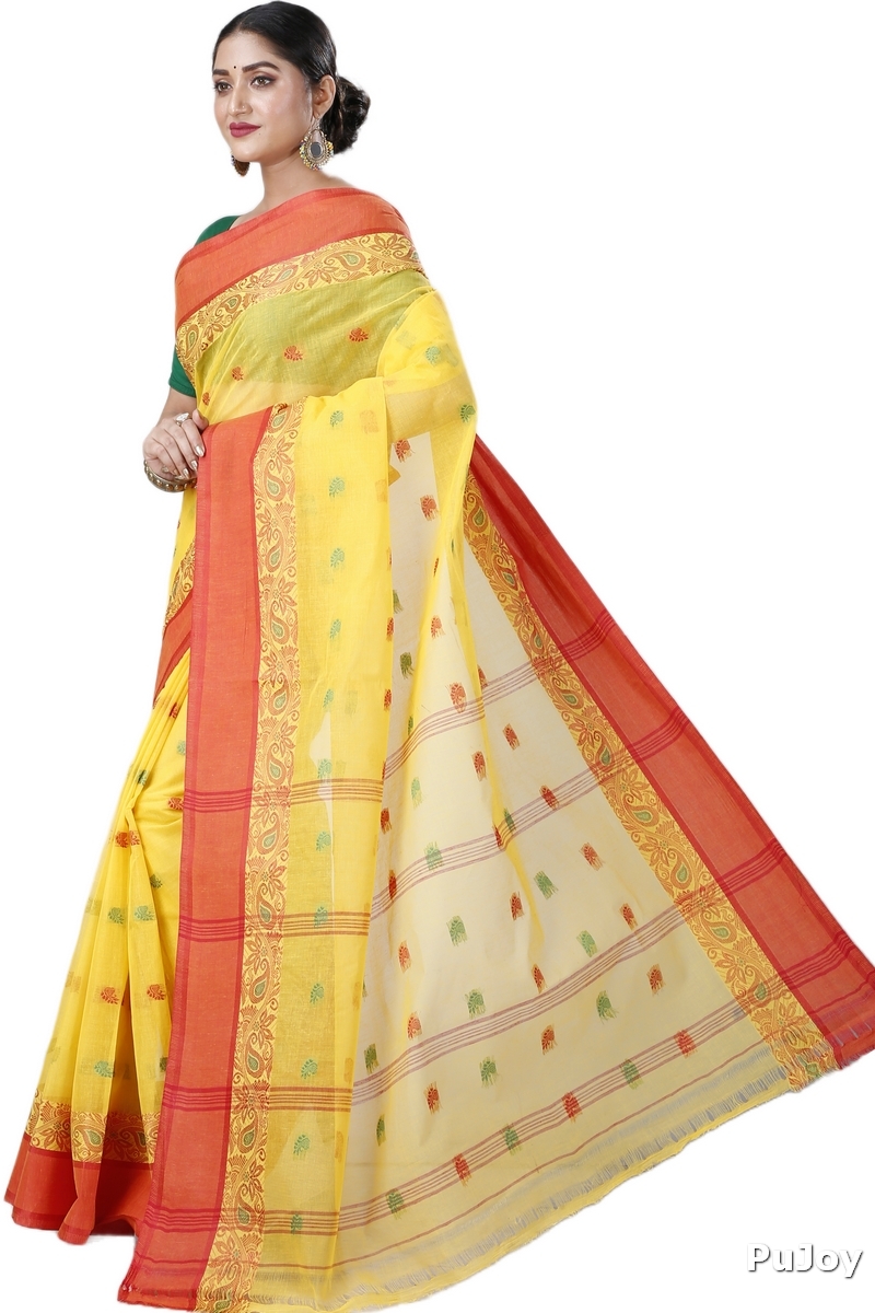 Yellow Pure Cotton Srimati Tant Saree (1087)