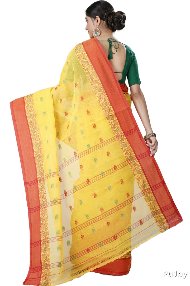 Yellow Pure Cotton Srimati Tant Saree (1087)