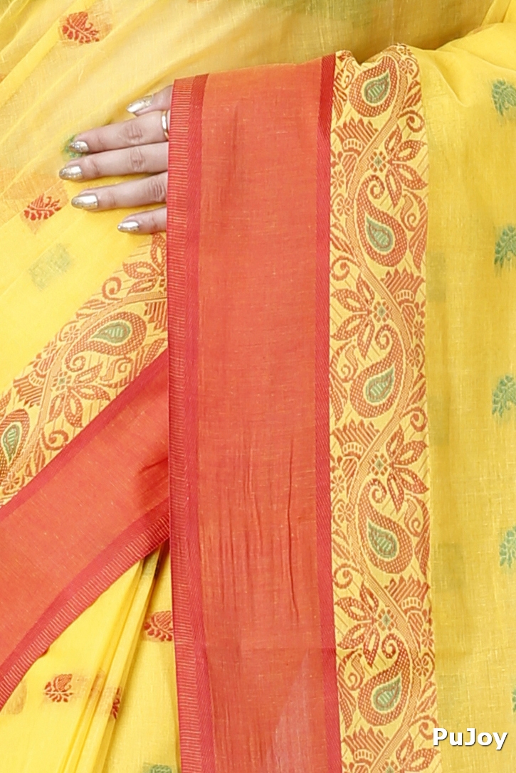 Yellow Pure Cotton Srimati Tant Saree (1087)