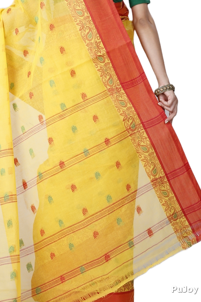 Yellow Pure Cotton Srimati Tant Saree (1087)