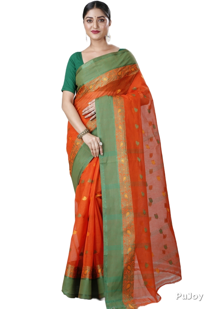 Orange Pure Cotton Srimati Tant Saree (1088)