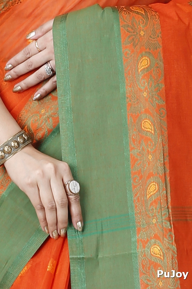 Orange Pure Cotton Srimati Tant Saree (1088)